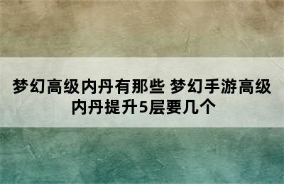 梦幻高级内丹有那些 梦幻手游高级内丹提升5层要几个